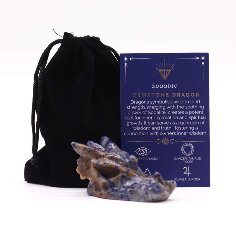 Pierre précieuse Grande tête de dragon - Sodalite 60x30x35mm