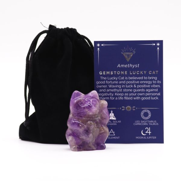 Pierre précieuse Lucky Cat - Améthyste 50x35x25mm