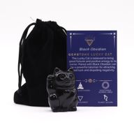 Pierre précieuse Lucky Cat - Obsidienne noire 50x35x25mm