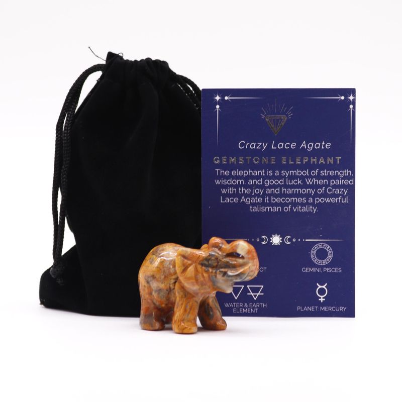 Pierre précieuse Lucky Elephant - Crazy Lace Agate 50x35x25mm