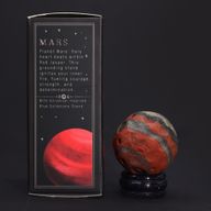 Planète Jaspe Rouge socle Goldstone Pierre de soleil