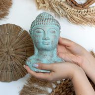 Tête de Bouddha de la Tranquillité - Cuivre vert