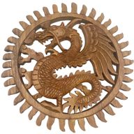 Sculpture gravée de dragon solaire ailé - 30 cm