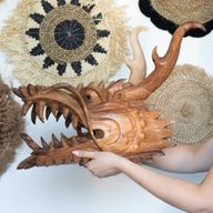 Sculpture de tête de dragon grandeur nature - 30 cm