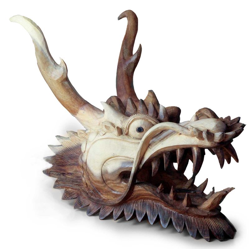 Sculpture de tête de dragon grandeur nature - 30 cm