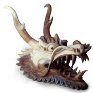 Sculpture de tête de dragon grandeur nature - 30 cm