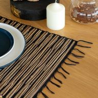 Set de Table Naturel en Jacinthe d'Eau - Tigre Noir avec Frange