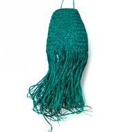 Abat-jour suspendu tressé bleu-vert en Doum - 20x15 cm