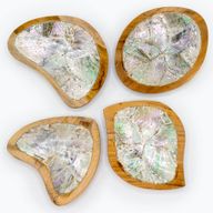 Lot de 4 Mini Bols en Teck avec Décor Coquillage (Assorti)