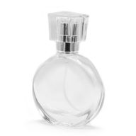 Flacon ovale de 50 ml, spray argenté et bouchon en cristal
