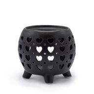 Brûleur à huile Pot avec coeurs - Noir mat