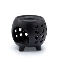 Brûleur à huile Pot avec coeurs - Noir mat