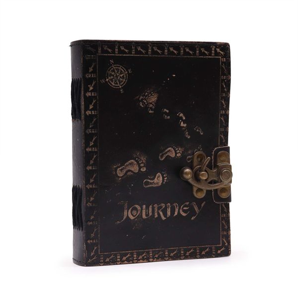 Journal en cuir - Papier uni - Journey (12.5cmX17.5cm) - Brun Foncé