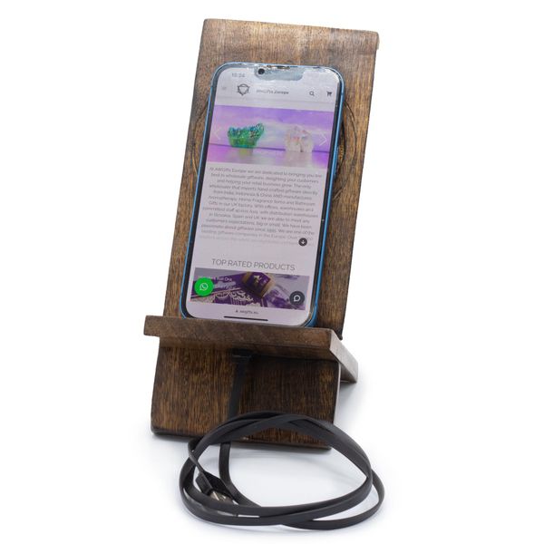Supports Téléphone en Bois Sculpté - Mandala 20x9,5 cm