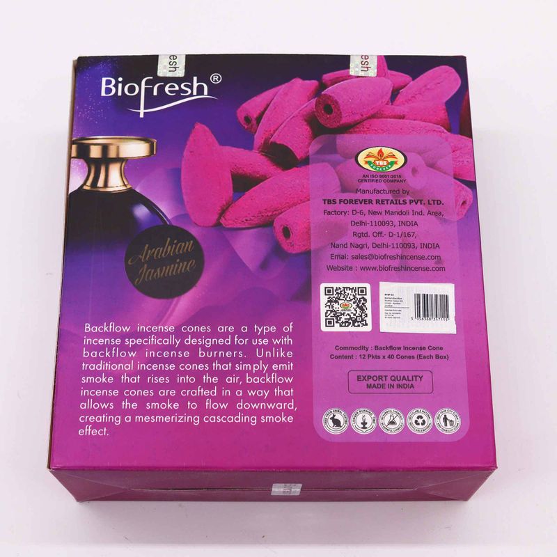 Cones d'Encens Biofresh à Flux Inversé (40 cônes) - Jasmin Arabe