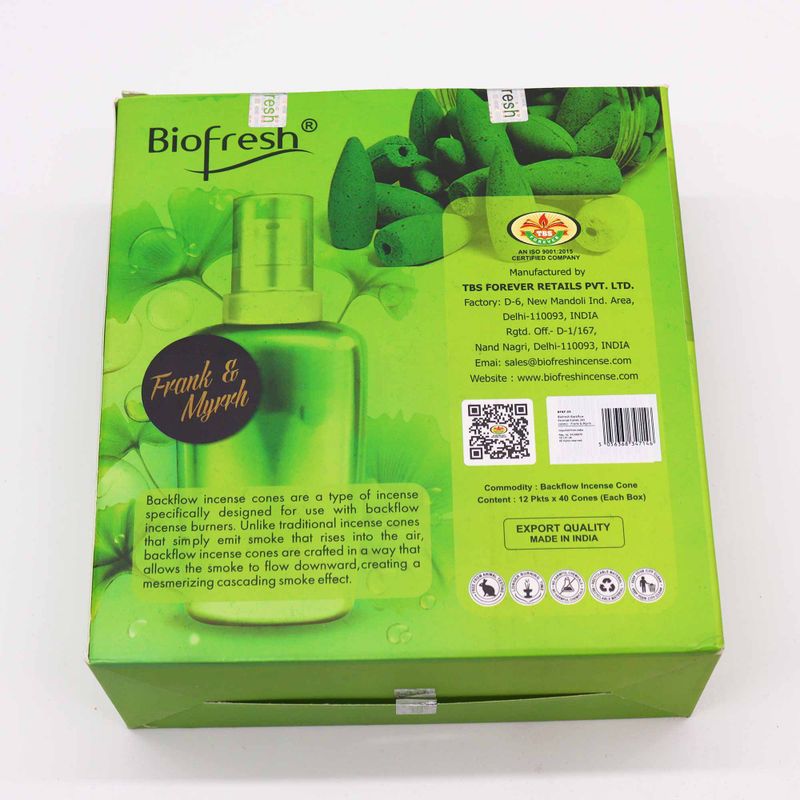 Cones d'Encens Biofresh à Flux Inversé (40 cônes) - Encens et Myrrhe