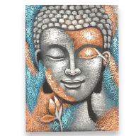 Peinture Bouddha - Fleur Argent & Or Rose
