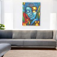 Peinture de Bouddha - Fleur Bleue et Dorée