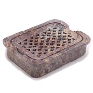 Porte-savon et égouttoir en pierre à savon 11x8cm - Carré classique