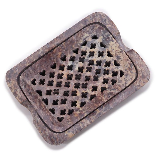 Porte-savon et égouttoir en pierre à savon 11x8cm - Carré classique