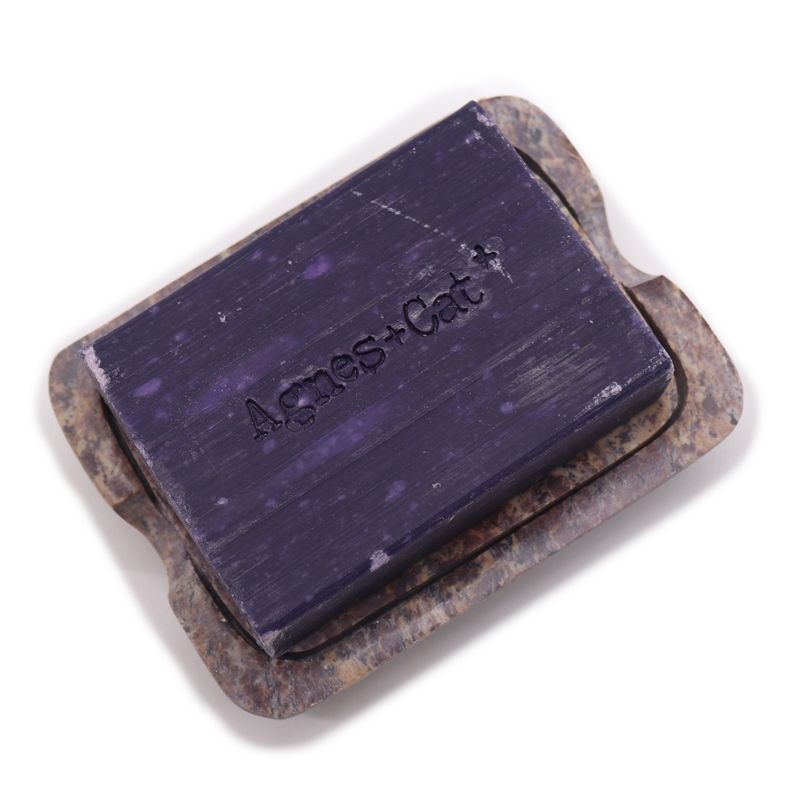 Porte-savon et égouttoir en pierre à savon 11x8cm - Carré classique