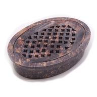 Porte-savon et égouttoir en pierre à savon 11x8cm - Ovale classique