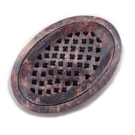 Porte-savon et égouttoir en pierre à savon 11x8cm - Ovale classique