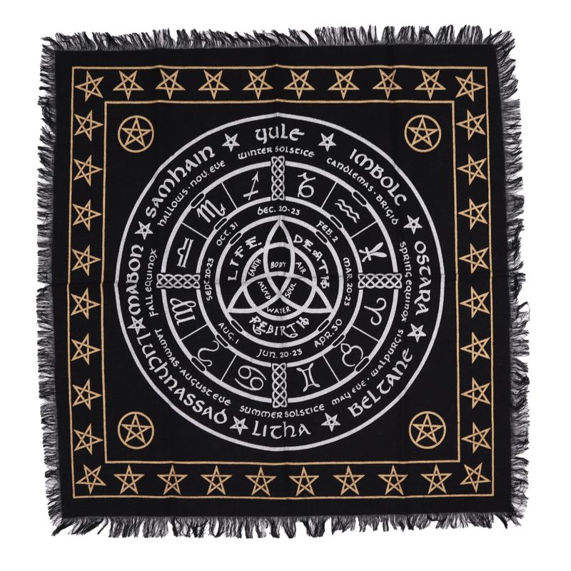 Tissu d'Autel Frangé Ésotérique - Vie, Mort, Renaissance