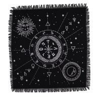 Tissu d'Autel Frangé Ésotérique - Carte de la Lune et du Soleil