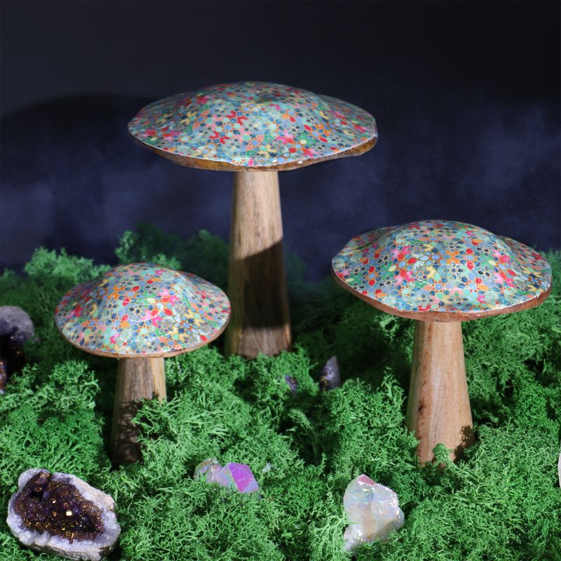 Grand champignon - 20 cm - Motif carrelage méditerranéen