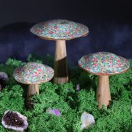 Grand champignon - 20 cm - Motif carrelage méditerranéen