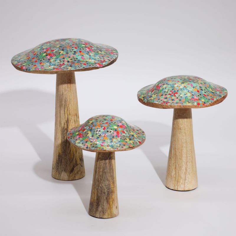 Grand champignon - 20 cm - Motif carrelage méditerranéen
