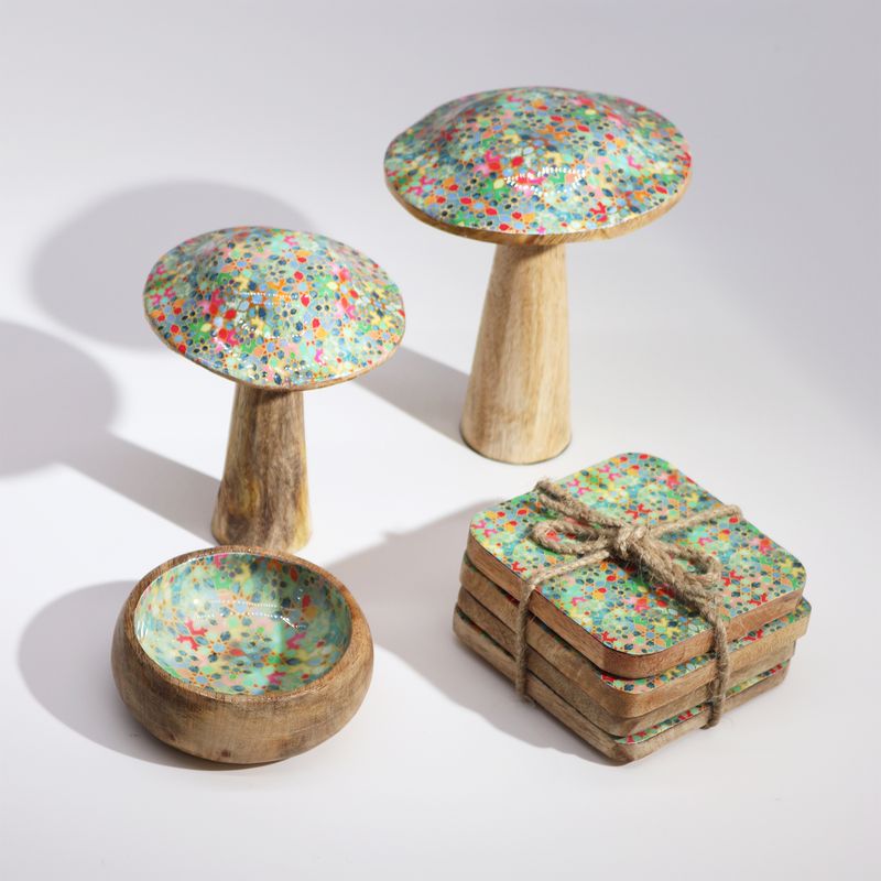 Grand champignon - 20 cm - Motif carrelage méditerranéen