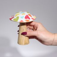 Petit champignon - 10 cm - Cœurs pastel