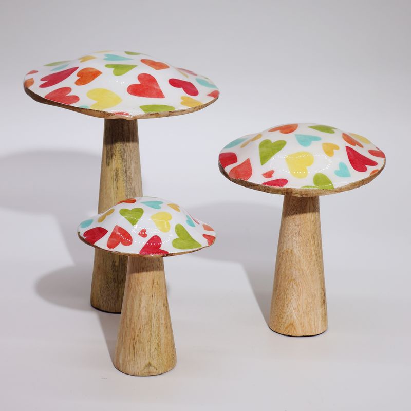 Champignon moyen - 15 cm - Cœurs pastel