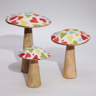 Petit champignon - 10 cm - Cœurs pastel