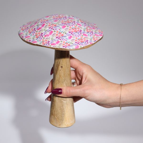 Grand champignon - 20 cm - Cœurs pastel