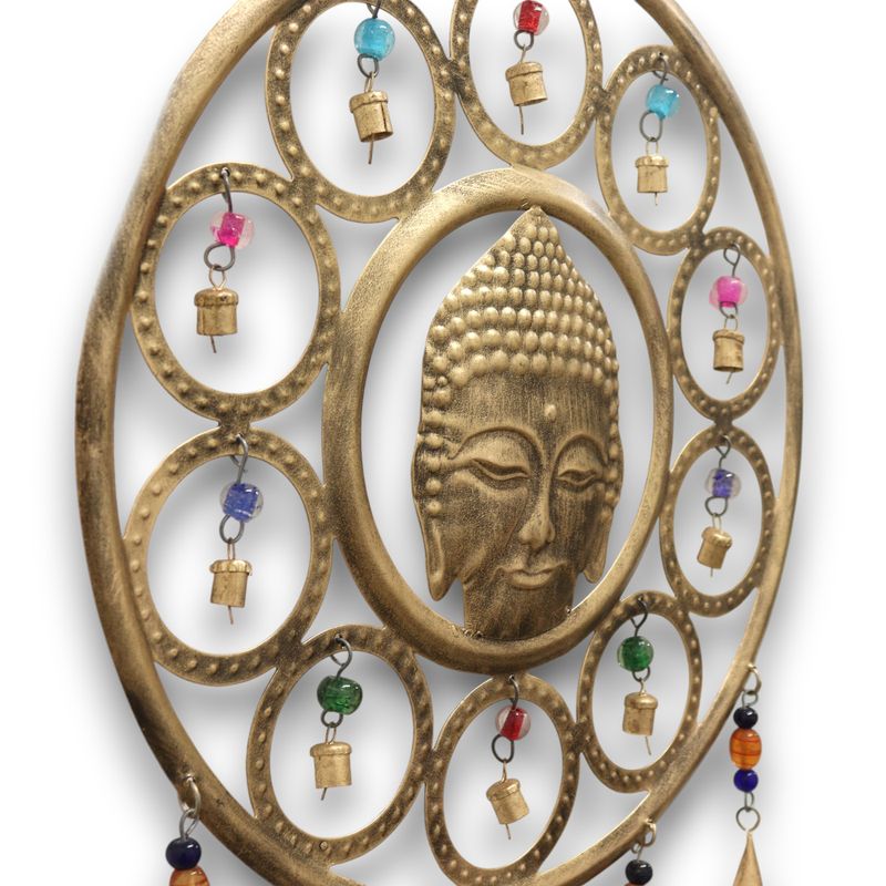 Carillons Indiens - Grand Bouddha Visage 15 Carillons à Cloche - 36 cm
