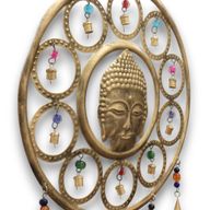 Carillons Indiens - Grand Bouddha Visage 15 Carillons à Cloche - 36 cm