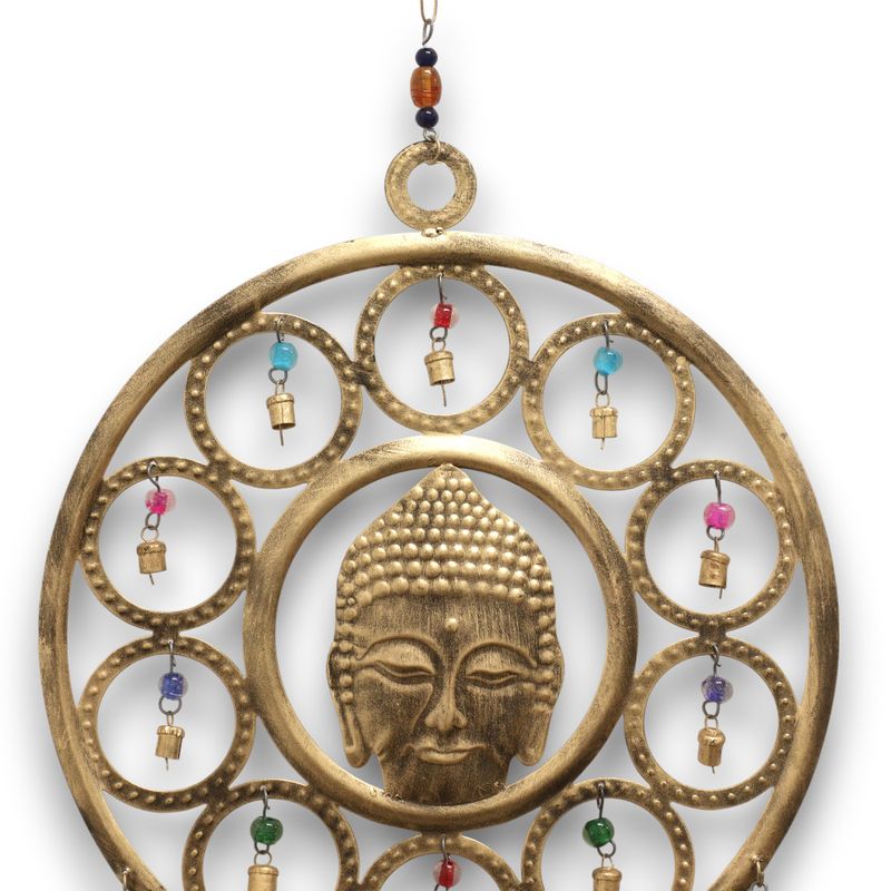 Carillons Indiens - Grand Bouddha Visage 15 Carillons à Cloche - 36 cm