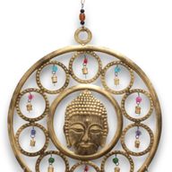 Carillons Indiens - Grand Bouddha Visage 15 Carillons à Cloche - 36 cm