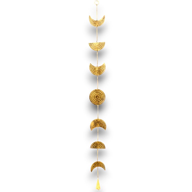 Carillons Indiens - Laiton Phases de Lune Suspendu avec Cloche - 115 cm