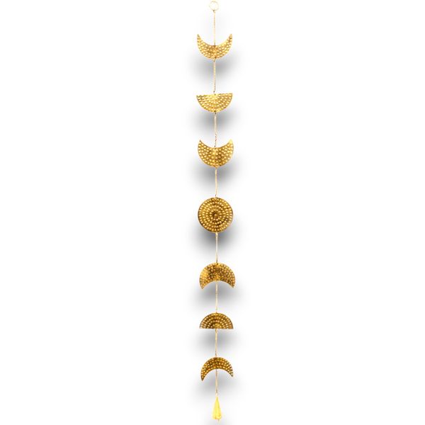 Carillons Indiens - Laiton Phases de Lune Suspendu avec Cloche - 115 cm