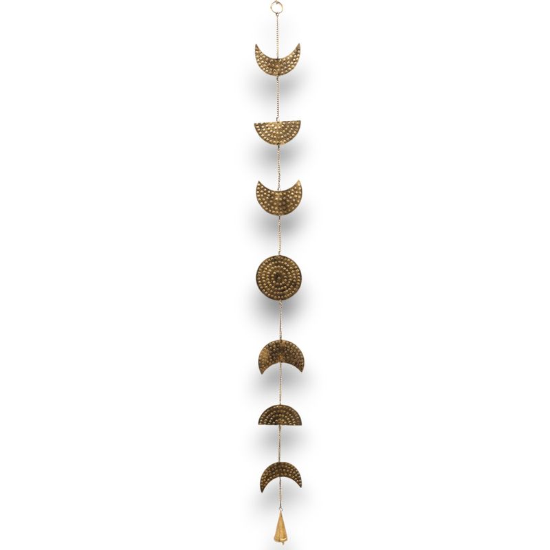 Carillons Indiens - Laiton Phases de Lune Suspendu avec Cloche - 115 cm