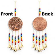 Carillons Indiens - Moyen Arbre de Vie - Perles Chakra 5 Clochettes - 10x36 cm