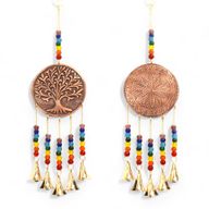 Carillons Indiens - Moyen Arbre de Vie - Perles Chakra 5 Clochettes - 10x36 cm
