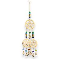 Carillons Indiens - Tri-Pentagramme en Laiton - 7 Clochettes - 9.5x32 cm