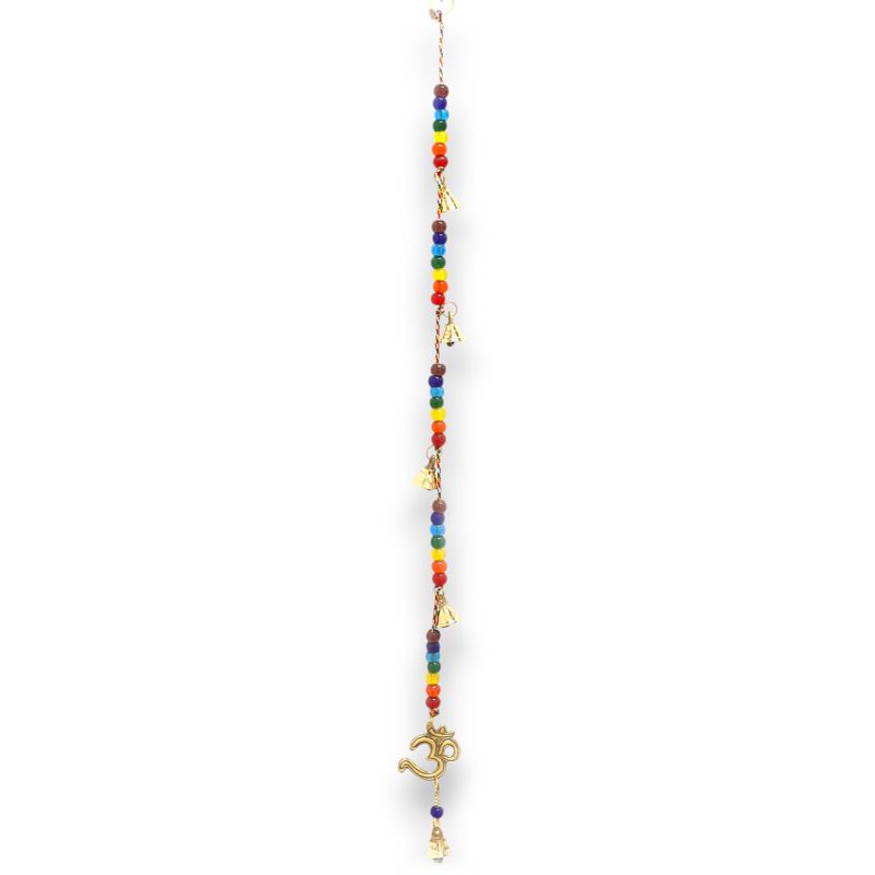 Carillons Indiens - OM en Laiton avec Perles Chakra - Clochettes Suspendues - 53 cm