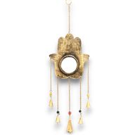 Carillons indiens - Hamsa miroir grand 5 cloches - 19x65 cm
