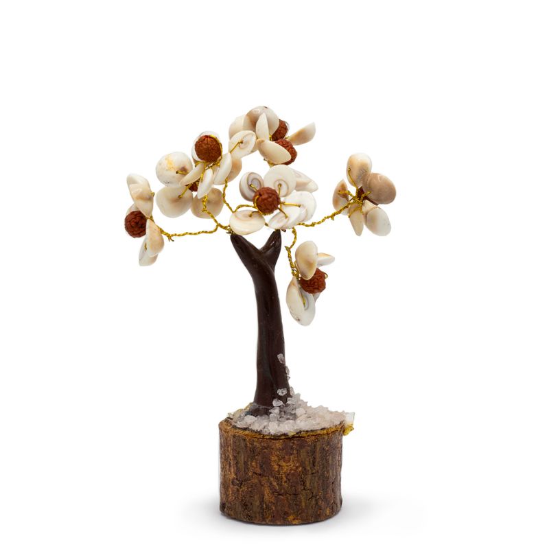 Moyen Arbre de Pierres Gomati Chakra en Cercle avec Rudraksha - (45 pierres)